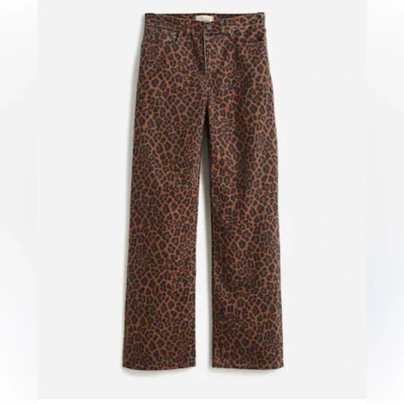 Madewell Leopard Print Low Slung Baggy Jeans in Dark Coffee - Picture 3 of 11